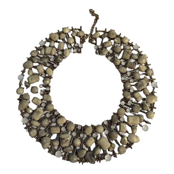 Sophia + Kate Collection Women’s Gemstone Collar Necklace Ivory And Gold. - Picture 12 of 16